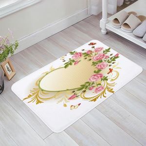 Carpets Pink Rose Butterfly Heart Shape Living Room Doormat Carpet Coffee Table Floor Mat Study Bedroom Bedside Home Decoration Rug