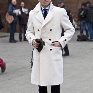 Men's Wool Men Mid-length Woolen Jacket Trench Coat Outwear Formal Work Casual Peacoat