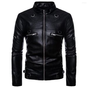 Männer Pelz Mode Motorrad Jacke Männer PU Streetwear Stehen Kragen Leder Schlank Motorrad Casual Herbst Hip Hop Mantel Outwear