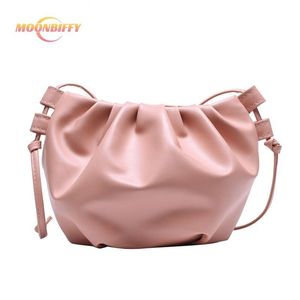 Evening Bag Shoulder Bag Small Leather Crossbody Female Solid Color Crimped Design Ladies Messenger Mini Zipper Cloud 230926