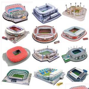 3D-Puzzles Klassisches Puzzle DIY-Puzzle Weltfußballstadion Europäischer Fußballspielplatz Zusammengebautes Gebäudemodell Spielzeug für Kinder Drop Dhz3V