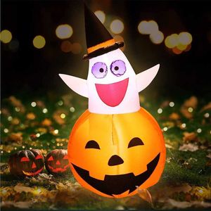 Partydekoration Kinder Halloween aufblasbare Spielzeuge LED beleuchtete aufblasbare Vogelscheuche im Kürbis Halloween Partydekorationen für Outdoor Indoor Home T230926