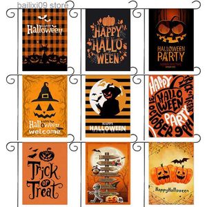 Banner Flagi Nowa osobowość Halloween Flag ogrodowy Dypina Alphabet Garden Holiday Dekoracja Banner 30*45CM11.81in*17.71 w T230926