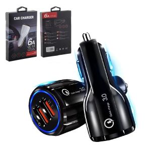 Dual USB Ports Car Chargers Real LED Light Car Charger Power Adapter för iPhone 11 12 13 Pro Max Samsung HTC Android Phone Plug ZZ
