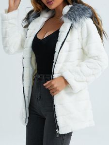 Женское элегантное длинное искусственное пальто на меху, осень-зима 2023, толстая теплая мягкая флисовая куртка, женская верхняя одежда с капюшоном и карманами на молнии