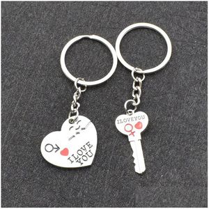 Schlüsselanhänger Lanyards 1 Paar Ich liebe dich Brief Paar Schlüsselanhänger Herz Schlüsselanhänger Liebhaber Kette Valentinstag Schmuck Geschenke Souvenirs Drop De Dhorv