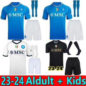 23 24 NAPOLI KVARATSKHELIA Camisas de futebol Maglia Nápoles 2023 2024 Adulto terno crianças kit homens camisa de futebol H.LOZANO SIMEONE SSC Maillots de foot MARADONA OSIMHEN ELMAS