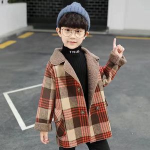 Coat Kids Winter Clothes Boys Wool Casual Autumn Plaid Warm Children Outwear Toddler Jacket 28 Years Old 231024