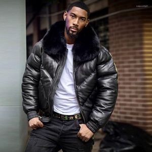 Faux Fur Leather Jacket | Men's Winter Streetwear Coat, Thick Warm Collar