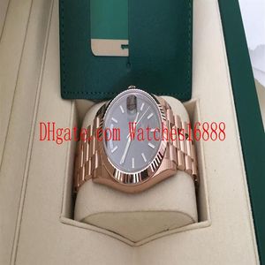 Högkvalitativ armbandsur Dag Datum President 40mm Rose 18K Gold 228235 Chokladmotiv Automatisk rörelse Mens Watch In226s