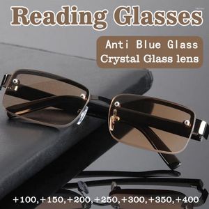 Güneş gözlükleri Erkekler için yüksek kaliteli yarım çerçeve okuma gözlükleri doğal orijinal taş presbiyopi klasik metal yarım kare 2.0