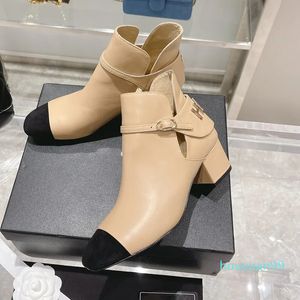 Jesienna spiczaste kobiety buty luksusowy designerski metalowy litera martin buty grube pięta szkiełki skórzane duże botki podeszwy damskie botki