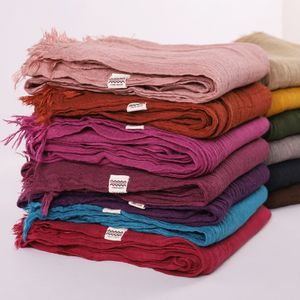 Lenços de moda designer de linho lenço de algodão mulheres cor sólida muçulmano hijab cachecóis xales simples grande pashmina envoltório cabeça lenço de cabelo 230922