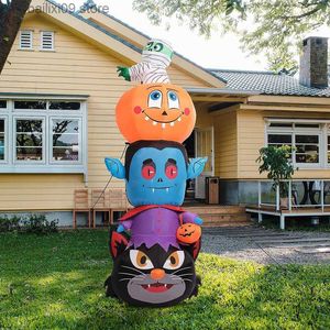 Party Decoration Halloween Inflatables 6Ft Pumpkin Elf with Zombie Cat Decorations LED Lights Blow Up Yard Decorations for Holiday Garden Party T230926