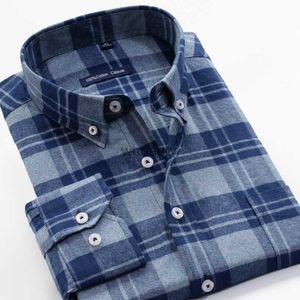 Men's Dress Shirts 2023 New Spring Large Size Men's Plaid Shirt 100% Cotton High Quality Business Casual Long Sleeve Smart s YQ230926