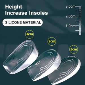 Shoe Parts Accessories 1Pair 1cm 2cm 3cm Height Increase Insole Soft Transparent Silicone Insoles Feet Care Heel Lifts Insert 230925
