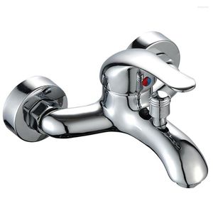 Bathroom Sink Faucets Zinc Alloy Basin Chrome Wall Mounted Cold Water Dual Spout Mixer Tap Faucet Splitter Bath Shower Hardware