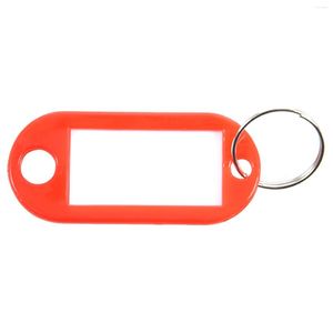 Keychains 30 Pieces Plastic Key-holders For ID Label Baggage-Key-rings With Name-holder Plate Color: Red