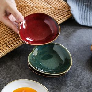 Pratos japoneses pequeno prato forno de cerâmica vitrificado irregular lanche tempero pratos molho vinagre pires sushi utensílios de cozinha