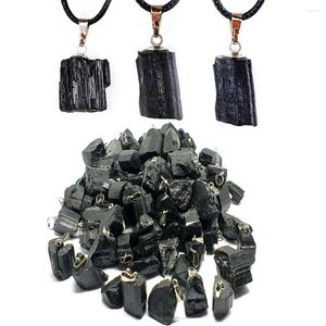 Pendant Necklaces Black Necklace Tourmaline Irregular Raw Stone Specimen Natural Crystal Small Gemstone