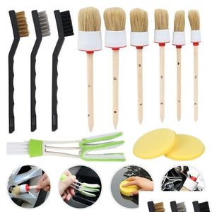 Cleaning Brushes 12Pcs/1Set Professional Car Interior Detail Brush Kit Motive Boar Hair Wheel Tools 201214 Drop Delivery Home Garden Otsyb