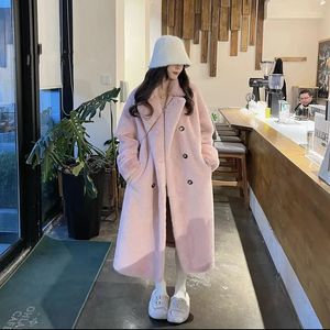 Women's Fur Imitation Fashion Winter High-grade Lazy Wind Thickened Long Suit Collar Mink Warn Coat