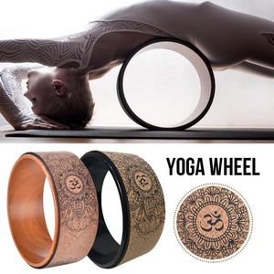 Círculos de yoga natural cortiça roda de yoga roda de fitness oco melhorando backbends estiramento pilates círculo yoga acessórios 230925