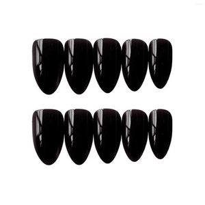 False Nails Glossy Black Medium Press-on Cool Girl Outing Long Lasting Durable For Stage Performance Wear