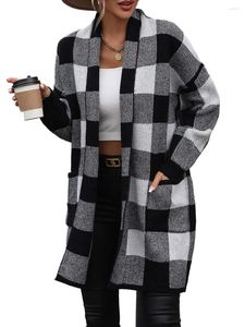 Women's Sweaters Women S Plaid Oversized Cardigan Coat With Open Front And Long Sleeves For Stylish Fall In 2023