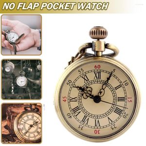 Pocket Watches 1 PC Classic Double Cover Watch Män Bronze Vintage Retro Copper Alloy With Metal Chain