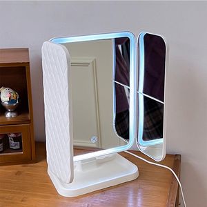 Compact Mirrors Trifold Makeup Mirror LED Lights Dorm Dressing Beauty Light up your fill light with Smart Complementary Tri 230926