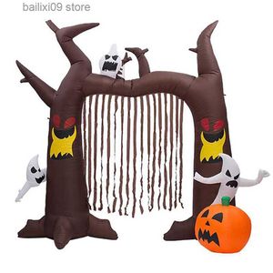 Decorazione per feste Fantasmi gonfiabili di Halloween gonfiabili in aria da 8 piedi di altezza che si arrampicano su un arco di zucca con stelle filanti marroni Decorazioni per feste di Halloween T230926