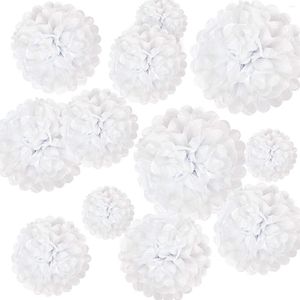 Party Decoration 12 Pcs 12" 10" 8" 6" White Tissue Paper Pom Poms Flowers Decorations DIY Hanging Balls For Wedding Birthday