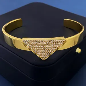 Luxury Charm Women Jewelry Gold Bracelet Exquisite Triangle Logo Full Diamond Design Fashion High end Designer Gorgeous and Magnificent Brilliant Lady Bracelet