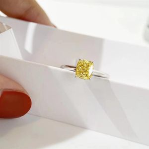 Moda-2020 anello di lusso con diamante giallo di lusso di design, anello con gemma singola, anello nuziale per coppia, accessorio di moda con regalo244K