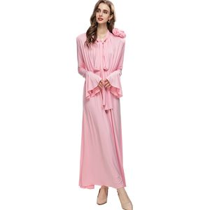 Damskie sukienki na pas startowy koronkowe długie rękawy płomienne aplikacje Kwiki eleganckie maxi designerskie vestidos