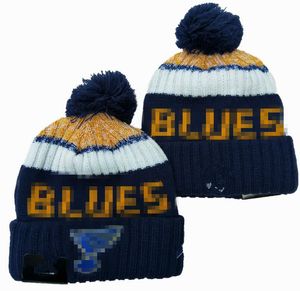 Blues gorro st malha chapéus equipes esportivas beisebol futebol basquete beanies bonés mulheres homens pom moda inverno bonés esporte malha chapéus