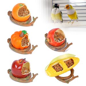 Diğer kuş malzemeleri komik meyve şekli papağan besleyici turuncu nar gıda suyu besleme kase kaplar için kasa kafesleri evcil hayvan