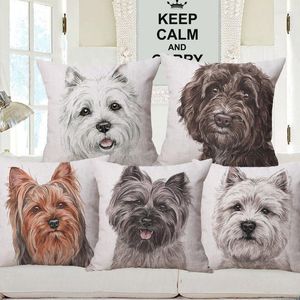 Pillow Hand Painting Dog Posters Pillowcase Wire Haired Dachshund Yorkshire Terrier West Highland Pug Cockapoo Covers