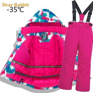 Down Coat Children Thermal Ski Suit Waterproof PantsJacket Boy Girl Winter Sports Windproof quality Kid Skiing and snowboard 2pcs Suits 230925