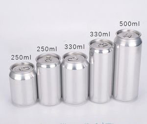 250ML 8OZ Latas de lata de alumínio plástico PET Garrafa de bebida macia PET Pull Ring alho-poró Slim Standard Soda Beer fácil etiqueta adesiva personalizada de extremidade aberta