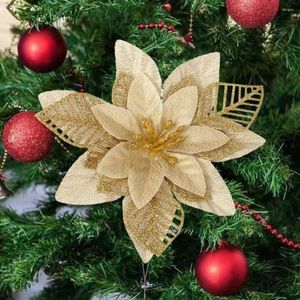 Weihnachtsdekorationen, Blumen, funkelnde Blumenornamente, 12 glitzernde DIY-Dekorationen für die Weihnachtsbaumgirlanden-Party