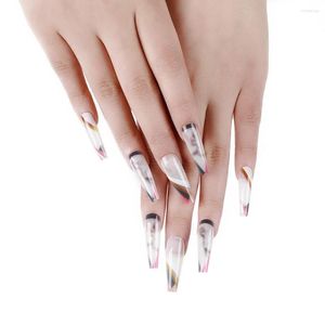 Unhas Falsas Prego De 24 PCS Conjunto De Manicure Longo Com Brilho 3D Para Vida Diária Uso Diário