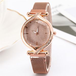 Star Simple Temperament Damenuhr Maganetic Buckle Mesh Belt Damenuhren Mode Trendige Quarz-Armbanduhren Mehrfarbig Opti172E