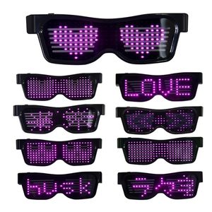 Other Event Party Supplies Bluetooth Programmable LED Text USB Charging Display Glasses Dedicated Nightclub DJ Festival Party Glowing Toy Gift 230926