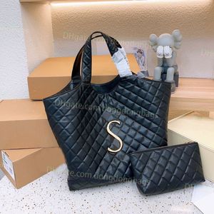 Сумка для покупок Дизайнерские сумки Tote icare maxi из стеганой кожи ягненка из натуральной кожи Большая вместительная сумка на плечо с бриллиантами и цепочкой Кошелек для монет Summer Saints