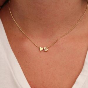 Mode 316L Edelstahl Liebe Brief Halskette Für Frauen Choker Herz Initial Anhänger Halsketten Schmuck mit karte