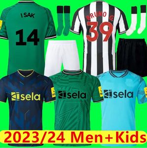 2023/24 Tonali Newcastles Soccer Jerseys 2023 2024 Bruno G. Wilson Saint Maximin Isak Uniteds 축구 셔츠 홈 어웨이 세 번째 남자 키즈 키트