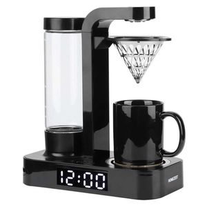Mini automatisk kaffemaskin amerikansk dropp kaffemaskin med klockvisning au plug 220v svartvita verktygstillbehör