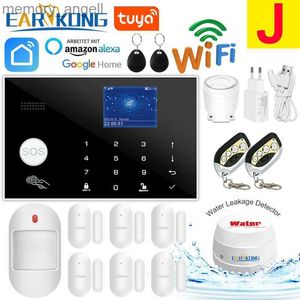 Alarm Sistemleri WiFi GSM Alarm Sistemi 433MHz Ev Hırsız Güvenlik Alarm Kablosuz Kablolu Dedektör RFID Touch Klavye Desteği Alexa Google Home YQ230926